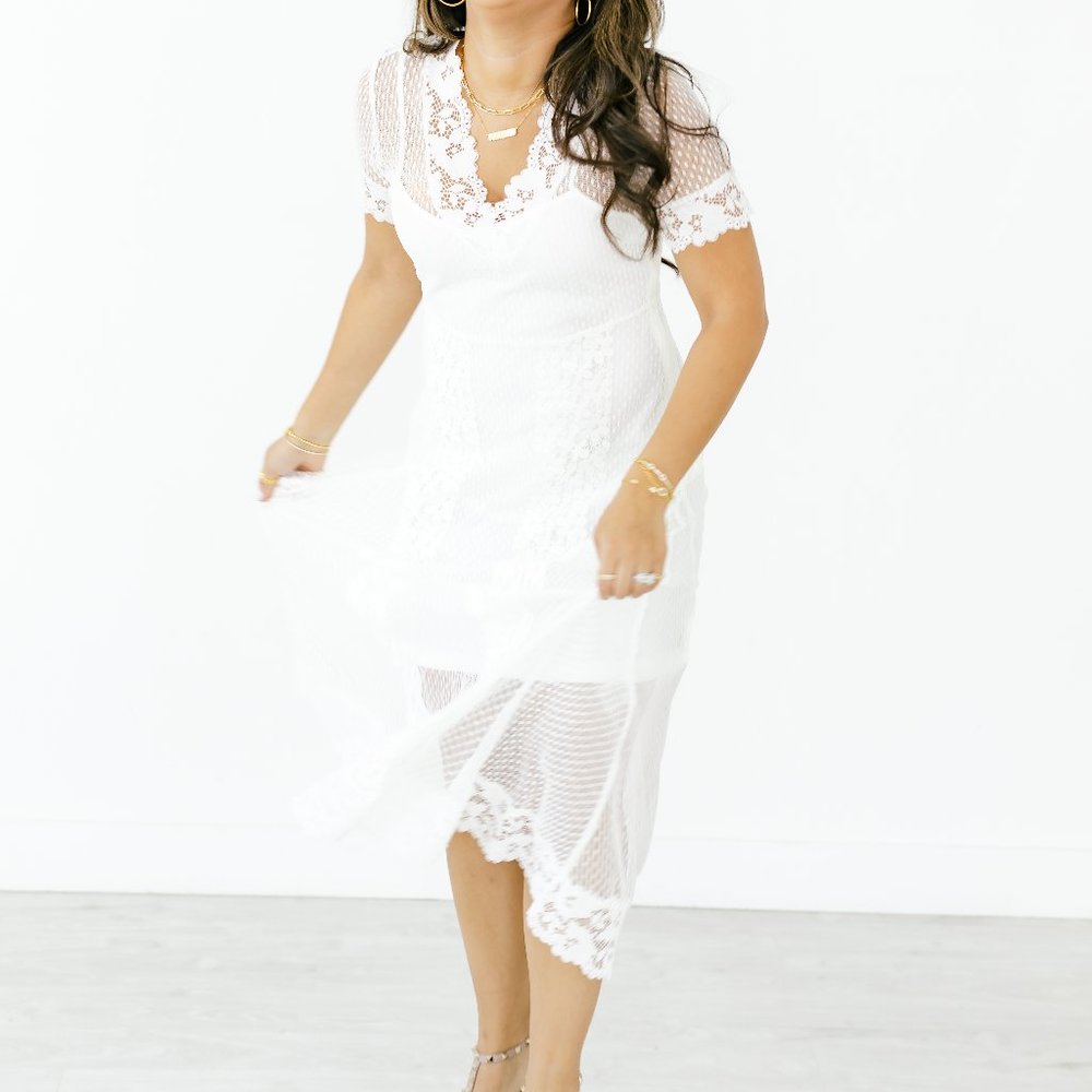 Tristan white floral long dress